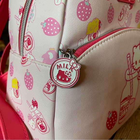 Loungefly Hello Kitty Sanrio Strawberry Milk Mini Backpack Pink - Picture 10 of 13